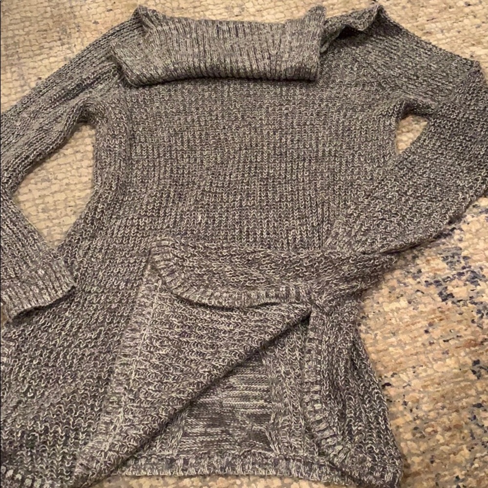 Turtleneck long sweater with slit